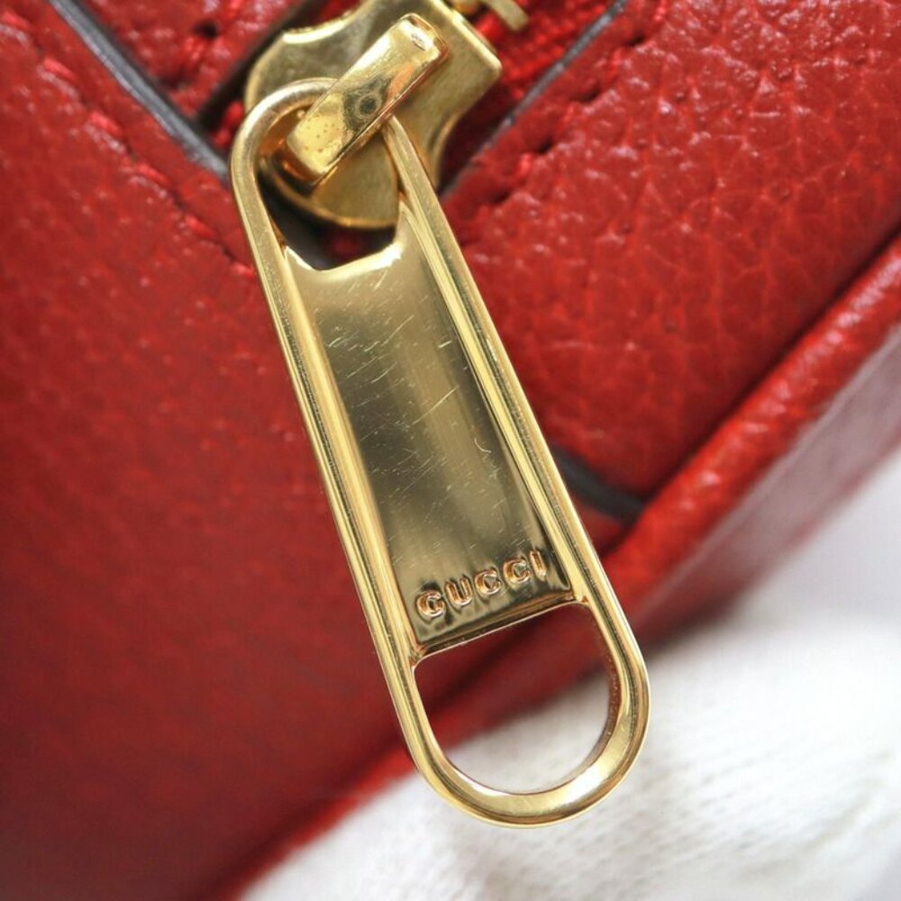 Gucci Mini Circle Backpack Ophidia GG Flora Leather Khaki Red - Picture 8 of 10